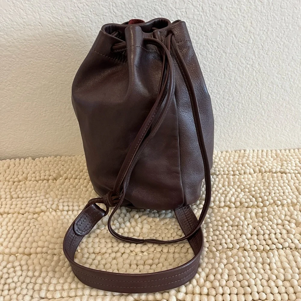 Beautiful Burgundy Leather Drawstring Bag - Picture 2 of 7